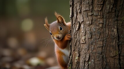 red squirrel on a tree