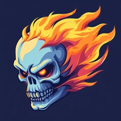 skull fire head simple logo solid flat color