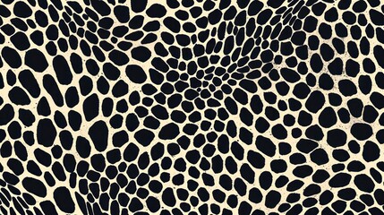 small dense polkadot animal spots pattern in white on black background
