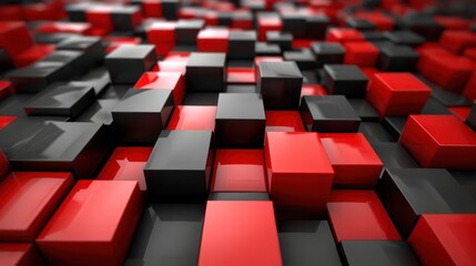 Abstract Background with black red Cubes