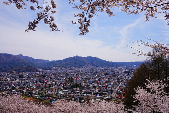 Cityscape of Fuji Yoshida City in Yamanashi, Japan - 日本 山梨 富士吉田市 町並み