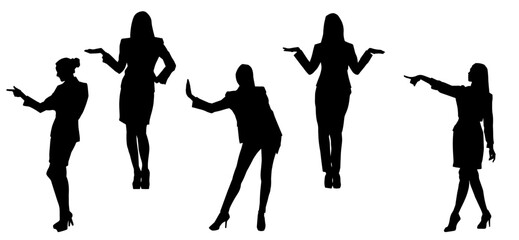 Silhouette collection of business woman in expressive pose