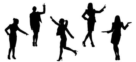 Silhouette collection of business woman in expressive pose
