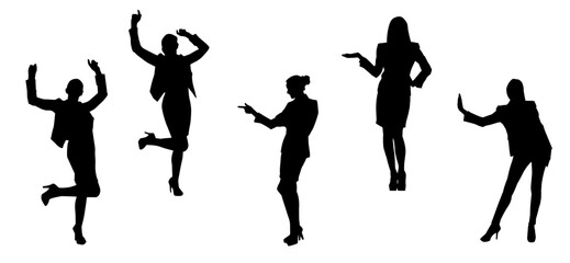 Silhouette collection of business woman in expressive pose