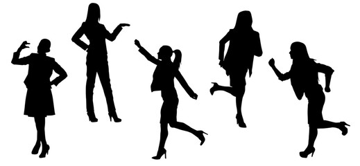 Silhouette collection of business woman in expressive pose