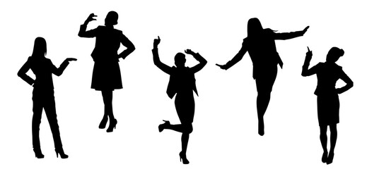 Silhouette collection of business woman in expressive pose