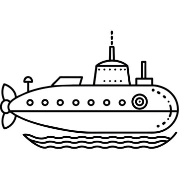 recommend clip art: submarine outline coloring book page line art illustration digital drawing