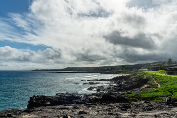 Beautiful Kapalua Coastal Trail vista on Maui, Hawaii, with Oneola Bay in the foreground