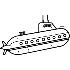 submarine outline coloring book page line art illustration digital drawing