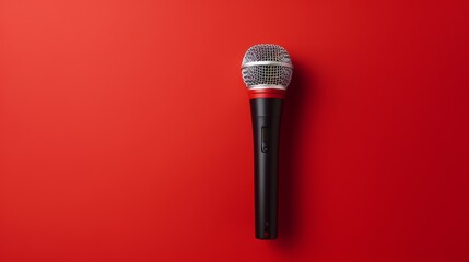 microphone on red background