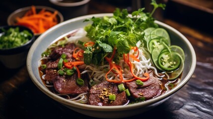 Delicious Vietnamese beef noodle soup