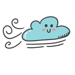 cartoon illustration weather sky season emoji cloud windy wind smile blue