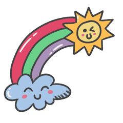 cartoon illustration weather sky season emoji rainbow sun cloud yellow blue fullcolors