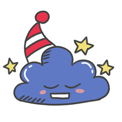 cartoon illustration weather sky season emoji cloud blue star sleepy sleep night yellow red
