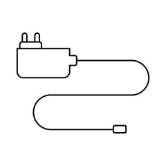 Mobile phone charger line icon. . Power adapter simple flat liner illustration for web and app..eps