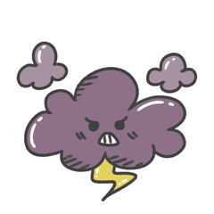 cartoon illustration weather sky season emoji angry storm purpple clouds 