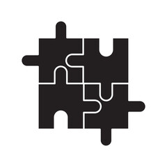 Puzzle vector black icon. Plugins symbol flat black illustration for web and app..eps