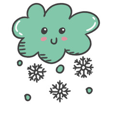 cartoon illustration weather sky season emoji snow cloud green blue