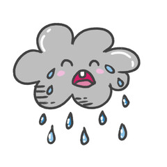 cartoon illustration weather sky season emoji cloud cry rainy rain grey blue