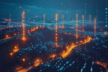 Naklejka premium Advancing Energy Sustainability with the Smart Grid, IoT, Technology Concept, Background novation, eco-friendly, electricity, sustainable, energy conservation