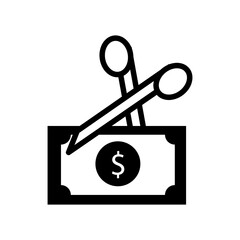 Scissors and money banknote vector flat trendy style flat illustration for web and app..eps