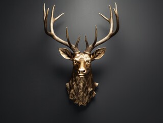 Majestic golden deer head trophy