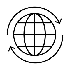 Worldwide Shipping line icon, vector globe flat liner trendy style illustration for web and app..eps