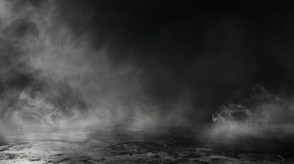 Smoke black ground fog cloud floor mist background steam dust dark white horror overlay. Ground smoke haze night black water atmosphere 3d magic spooky smog texture isolated transparent effect circle