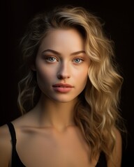 Fototapeta premium Captivating portrait of a young woman with striking features