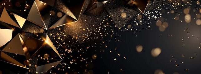 Black and gold award background with geometric shapes, diamond patterns and golden elements for the awards ceremony - obrazy, fototapety, plakaty