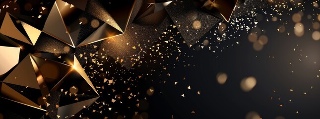 Black and gold award background with geometric shapes, diamond patterns and golden elements for the awards ceremony