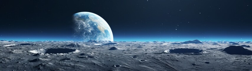 Obraz premium Breathtaking view of earth from the lunar surface
