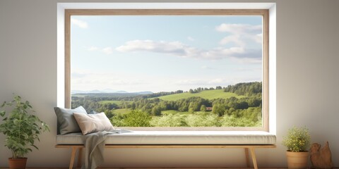 Fototapeta premium Serene countryside landscape with rolling hills and green meadows