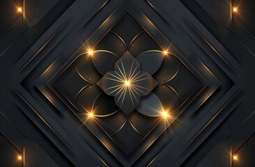 Luxurious black background adorned with abstract golden lines, adding a touch of sophistication to your design