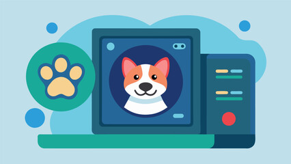 A stateoftheart pet biometric scanner that can identify your furry companion based on their unique nose print and provide access to their complete. Vector illustration