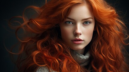 Fototapeta premium Captivating redhead with flowing locks