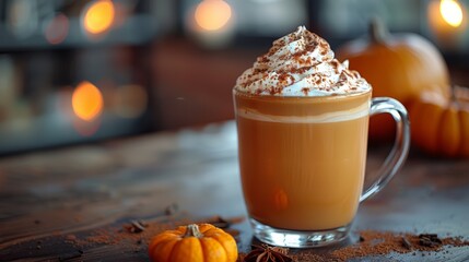 Pumpkin spice latte, fall favorite, seasonal bliss - obrazy, fototapety, plakaty