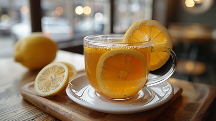 Lemon ginger tea, health remedy, soothing and warm