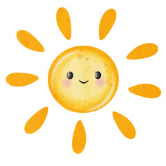 Watercolor cute sun.