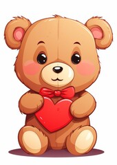 cute teddy bear holding heart
