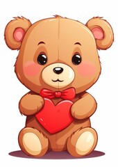 Naklejka premium cute teddy bear holding heart