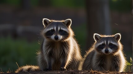 Obraz premium raccoon on a tree