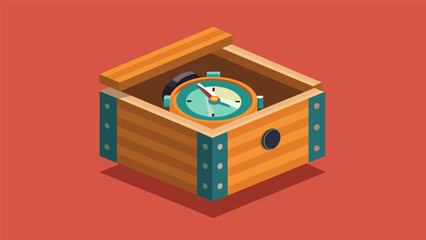Fototapeta premium The watch is packaged in a wooden box symbolizing the stoics connection to nature and the cyclical nature of time.. Vector illustration