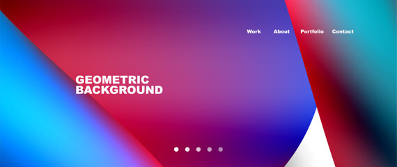 A geometric background featuring a gradient of red, blue, and purple colors. The design includes circles in shades of violet, magenta, and electric blue, perfect for a logo, font, or display device