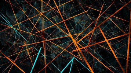 Fototapeta premium Abstract image of colorful lines forming a grid pattern on a black background.