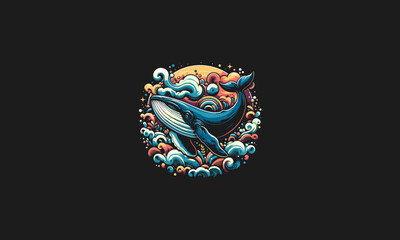 Fototapeta premium whale with background smoke vector artwork design