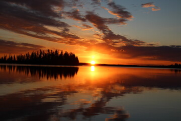 May Sunset On Astotin Lake