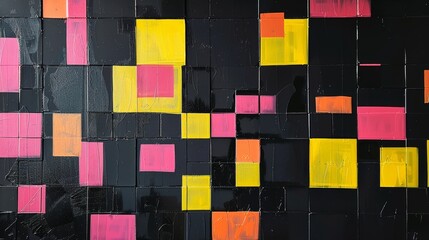 Colorful sticky notes of various sizes on a black background. - obrazy, fototapety, plakaty