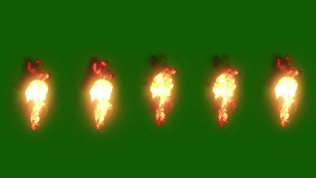 fire and flame. Exciting stage flames. green screen