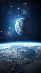 Obraz premium View of Earth from the Moon's Surface